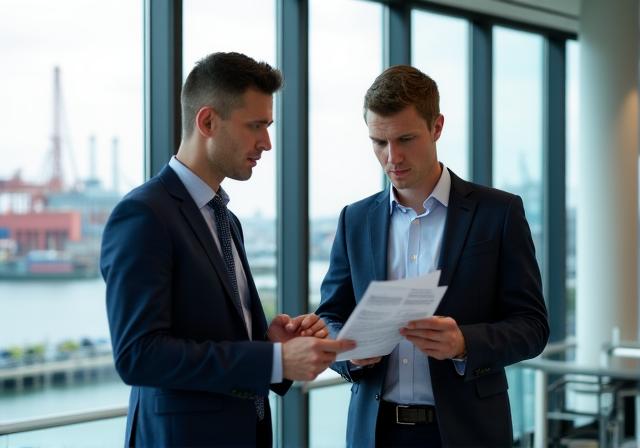 Professionisti che negoziano termini contrattuali nel settore nautico