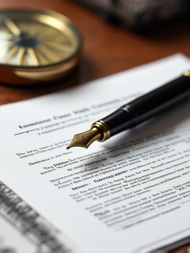 Documento legale e bussola nautica